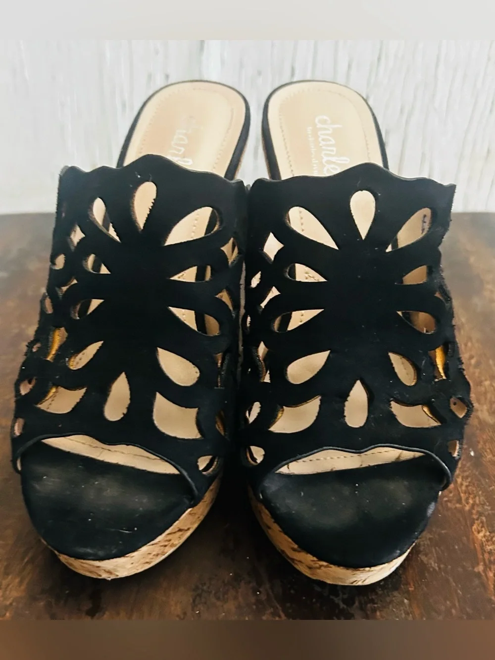 Charles David Black‎ Wedge Sandals- Size 6 M